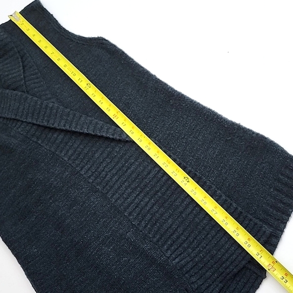 Loft  Long Open Front Vest Dark Teal Cotton Blend Cozy Soft Size Medium - Picture 8 of 10